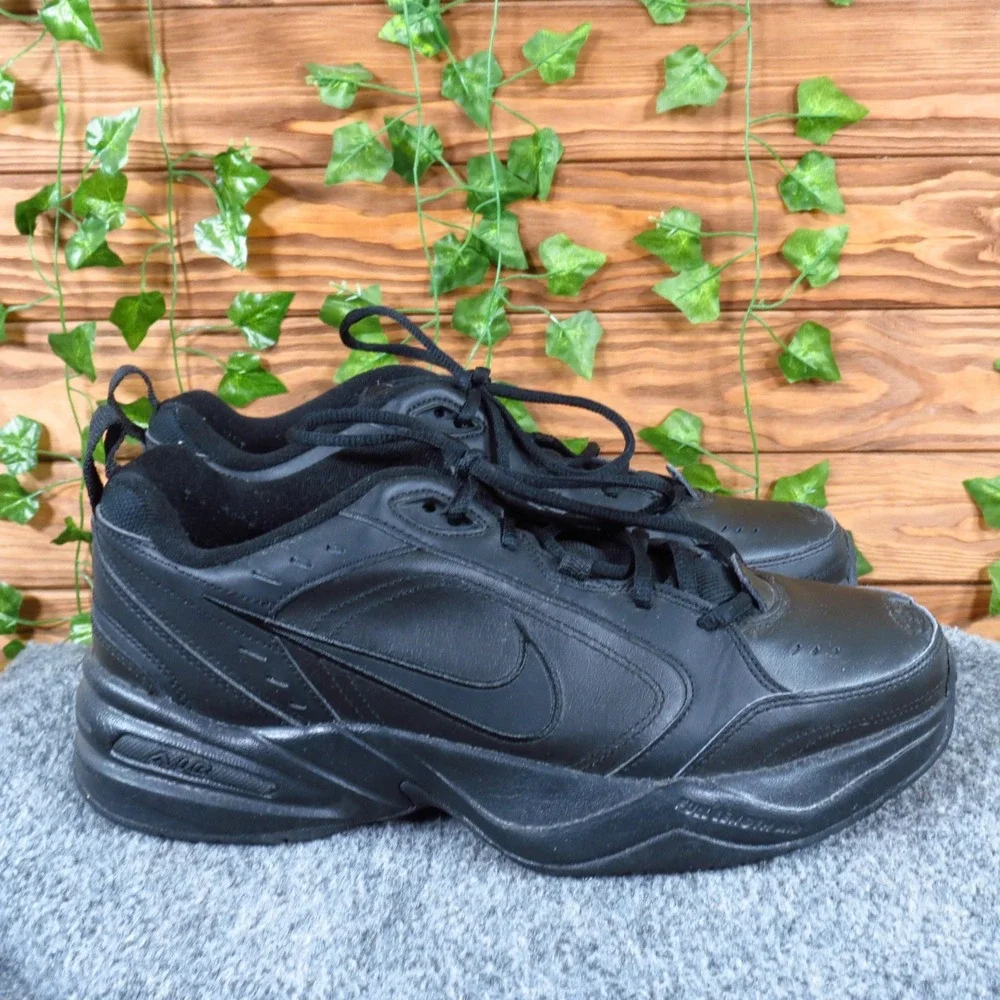Nike Air Monarch IV Men Training Shoe Size 10 Athletic Cross‎ Trainer All Black